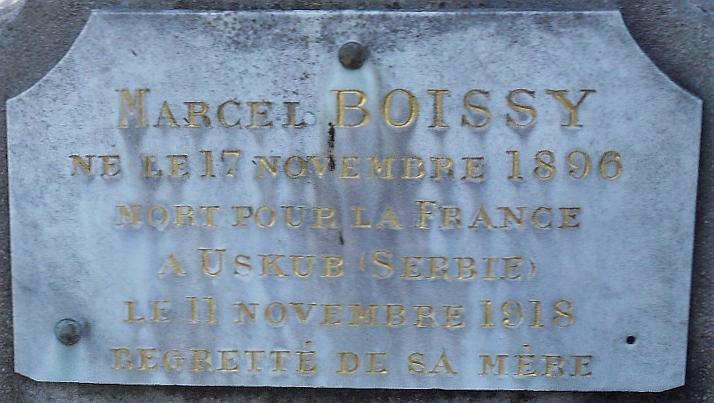 BOISSY Marcel Plaque Tombe
