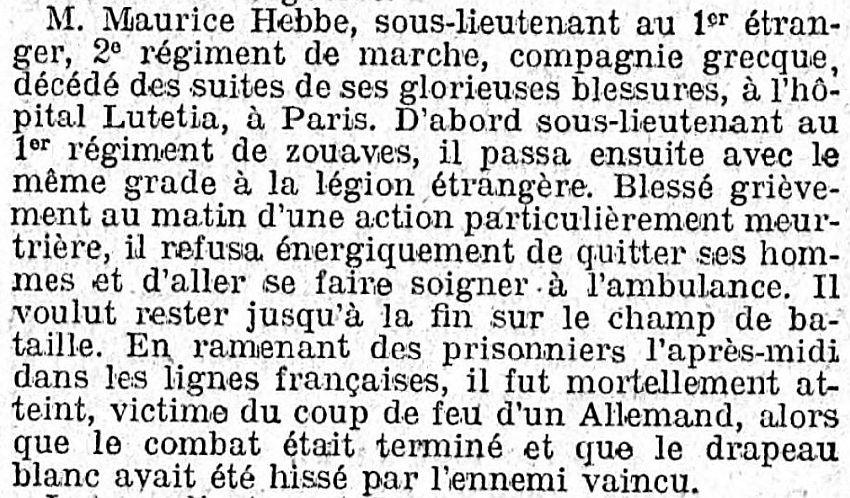 HEBBE Maurice Le Gaulois 3 juillet 1915